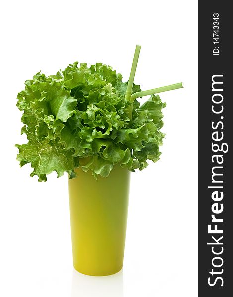 Vegetarian cocktail of lettuce in a glass