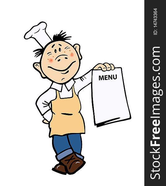 Vector illustration of the cook with menu form