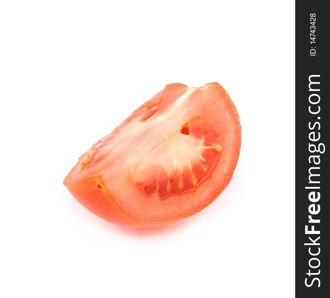 Half-part of isolated tomato over white background