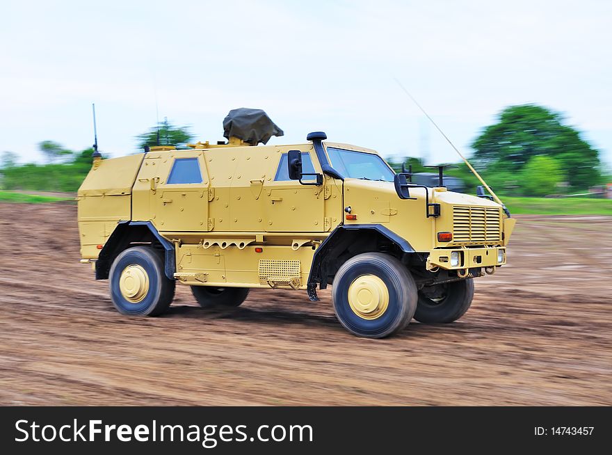 German armored military infantry mobility vehicle protecting crew against land mines, rifle fire and artillery fragments. German armored military infantry mobility vehicle protecting crew against land mines, rifle fire and artillery fragments