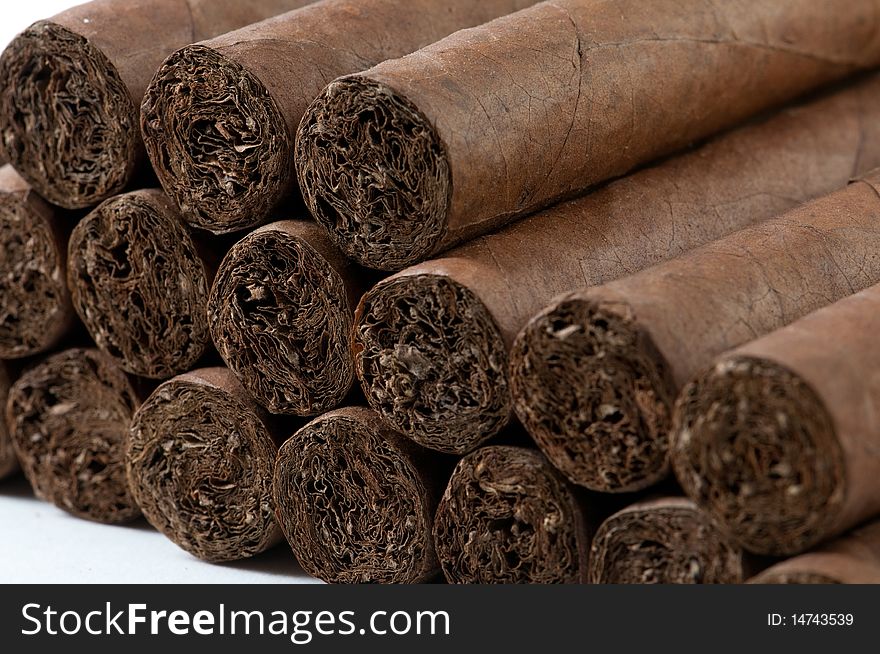 Closeup  cigars isolated on a white background