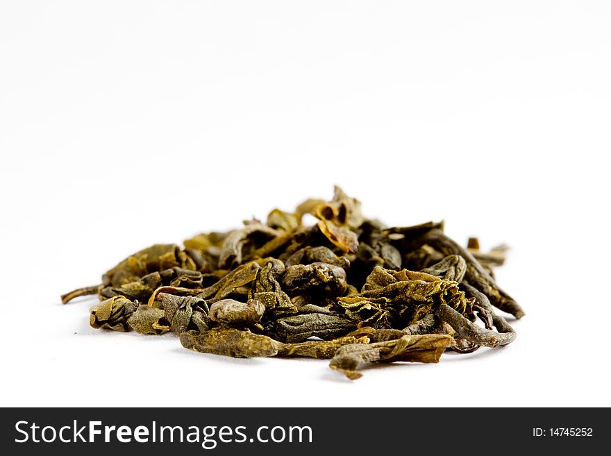 Green tea isolated on white