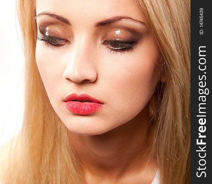 Portrait of young beautiful blond woman with makeup. Portrait of young beautiful blond woman with makeup