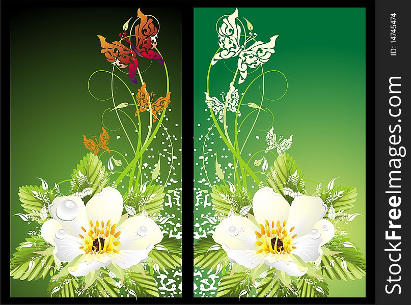 Two Greeting Background With Butterflies