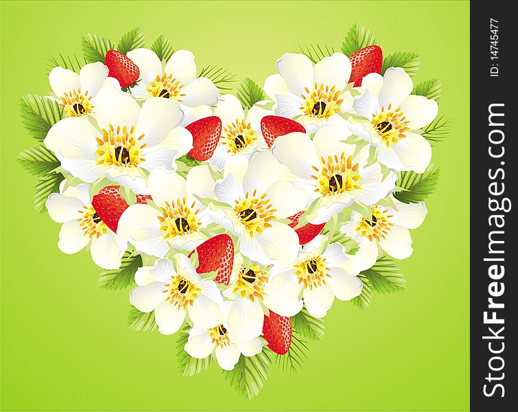 Floral illustration with strawberry