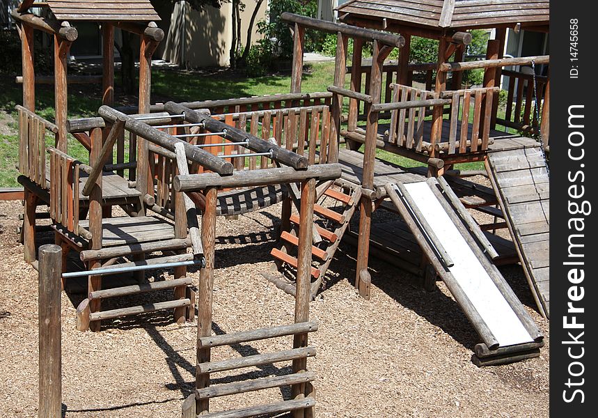 Playground equipment for kids to have fun playing on.