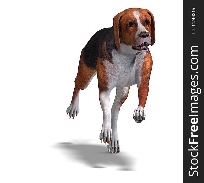 Austrian Black Dog. 3D rendering with clipping path and shadow over white