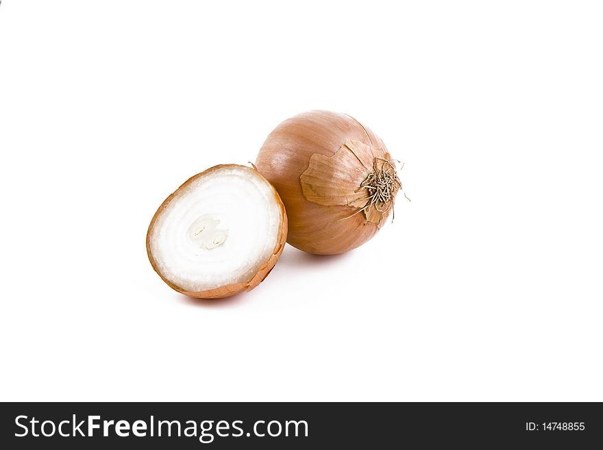 Golden fresh onions isolated on white background, vegetables. Golden fresh onions isolated on white background, vegetables