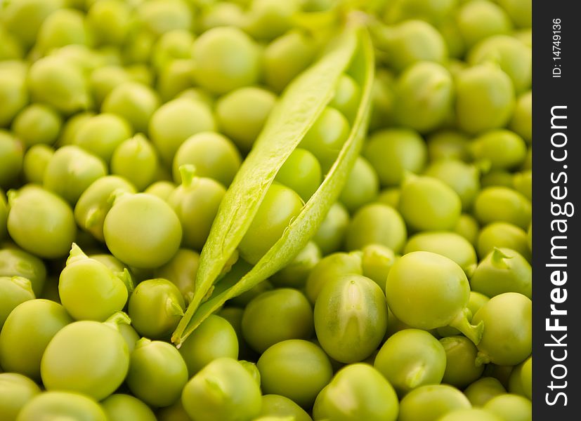 Background - many green peas pods