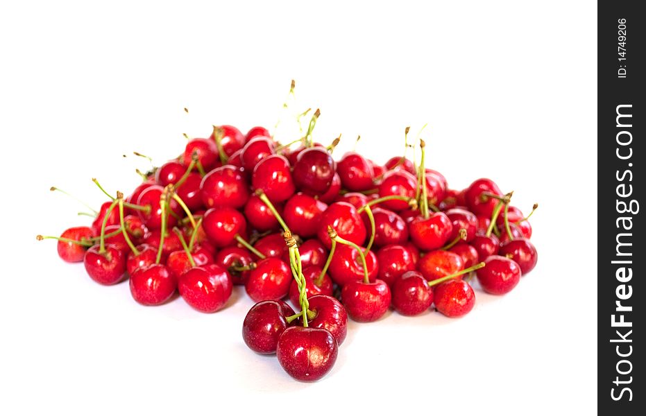 Sweet cherries on a white background