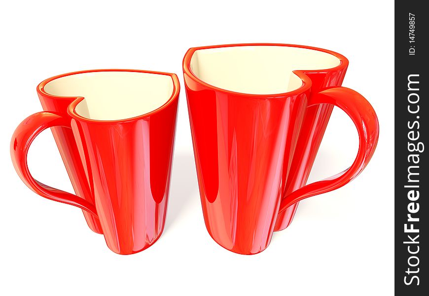 Conceptual red cup on white background isolated