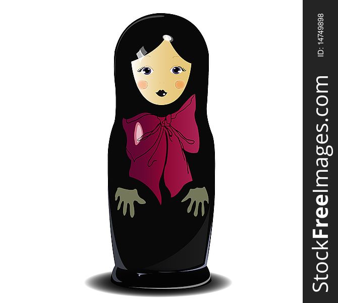 Vector drawing: Russian wooden toy a nested doll