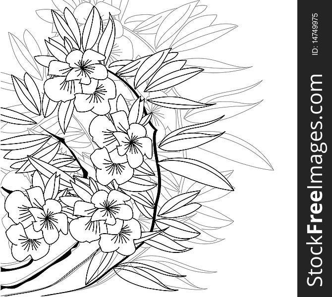 Monochrome floral background. Universal template for greeting card, web page, background