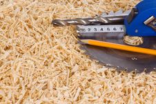 Tape Measure And Sawdusts Stock Photography Tape Measure And Sawdusts Stock Photography