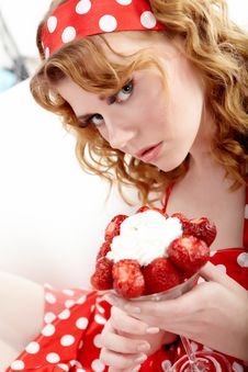 Young Woman Eating Strawberries Stock Photos Young Woman Eating Strawberries Stock Photos