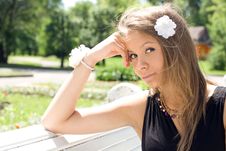 Girl Sitting On Bench Royalty Free Stock Photos Girl Sitting On Bench Royalty Free Stock Photos