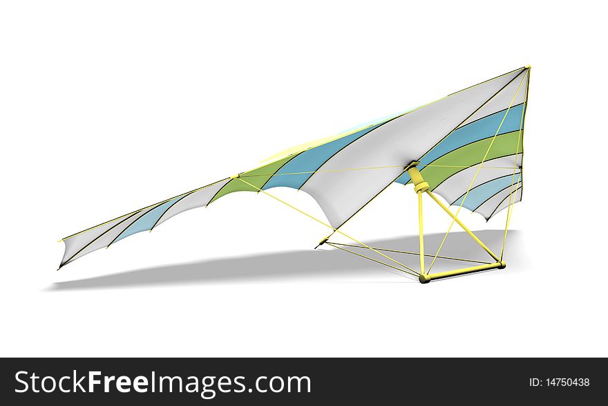 Stand light hang glider on the white background