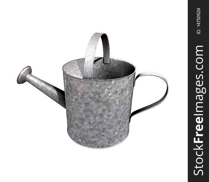 Metal watering can on the white background