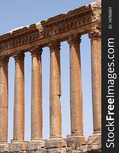 Roman columns in Baalbek, Lebanon