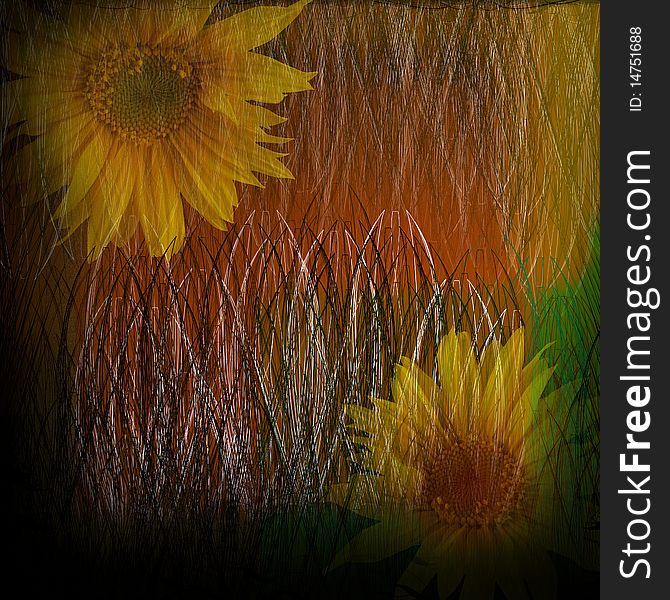 Two sunflower and abstract background. Two sunflower and abstract background