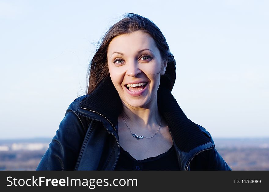 Closeup of a beautiful laughing female model. Closeup of a beautiful laughing female model