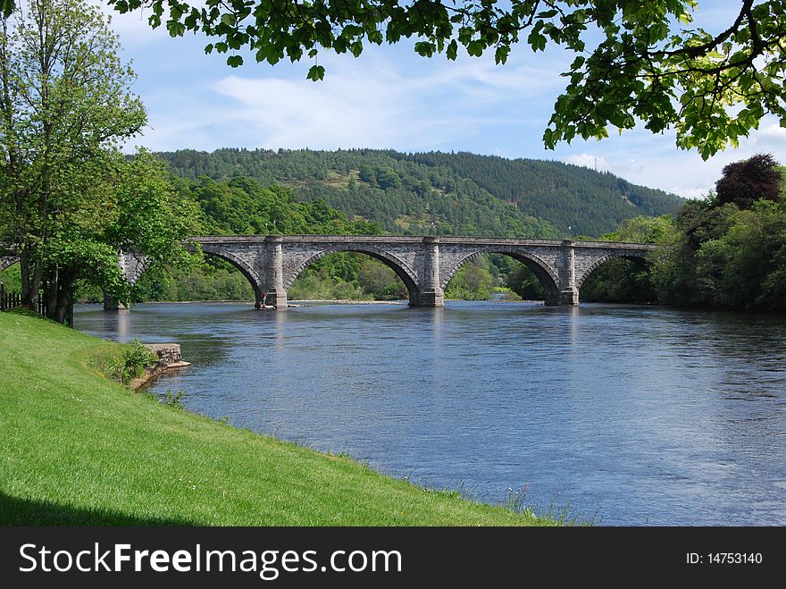 A bridge over the river Tay near Dunkeld in Scotland. A bridge over the river Tay near Dunkeld in Scotland