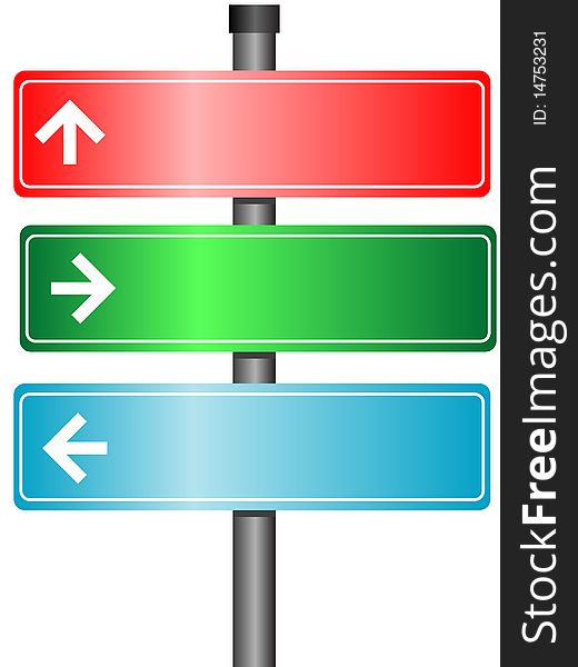 Illustrration of signpost, isolated on white. Illustrration of signpost, isolated on white