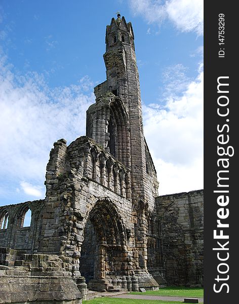 A view of the entrance arch to the old cathedral ruins at St. Andrews