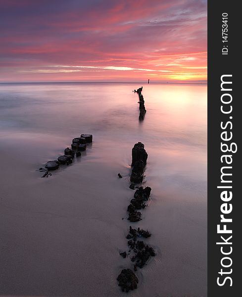 Beautiful sunrise at baltic beach in Poland - Hel - Wladyslawowo