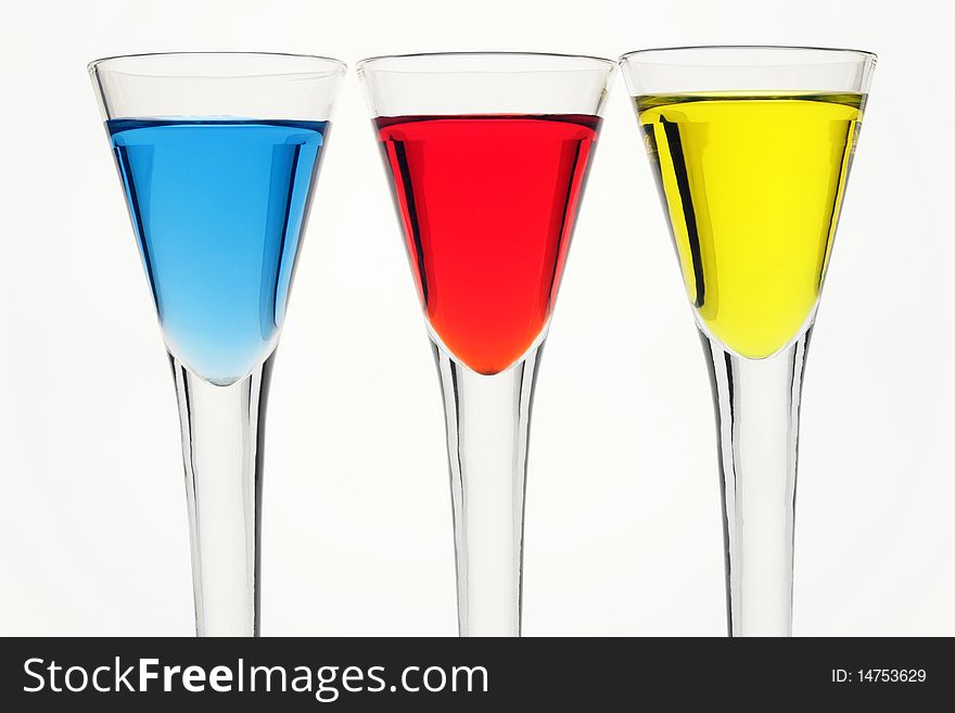 Three wine-glasses isolated on a white background. Three wine-glasses isolated on a white background