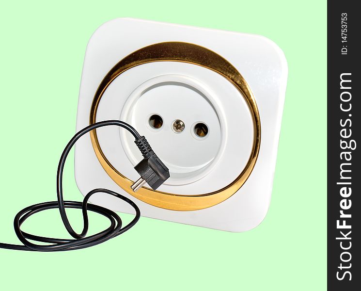 Electric plug to address towards lady-socket with application of connection. Electric plug to address towards lady-socket with application of connection