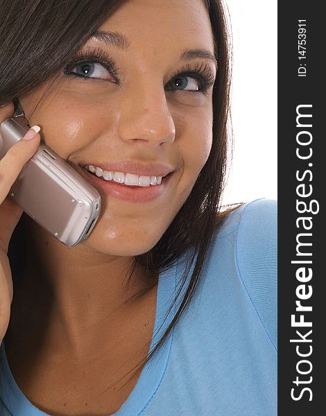 Shot of a brunette talking on the phone