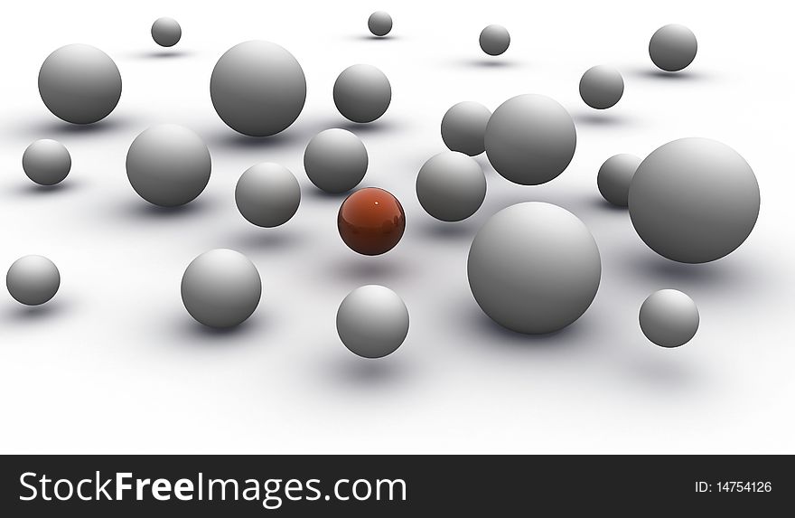 Abstract 3d image of metallic painted balls. Abstract 3d image of metallic painted balls