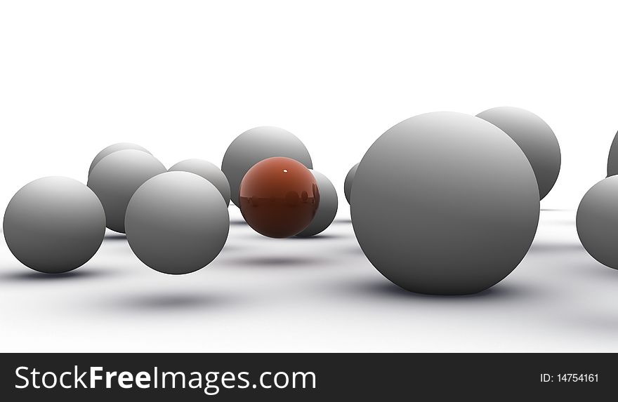 Abstract 3d image of metallic painted balls. Abstract 3d image of metallic painted balls