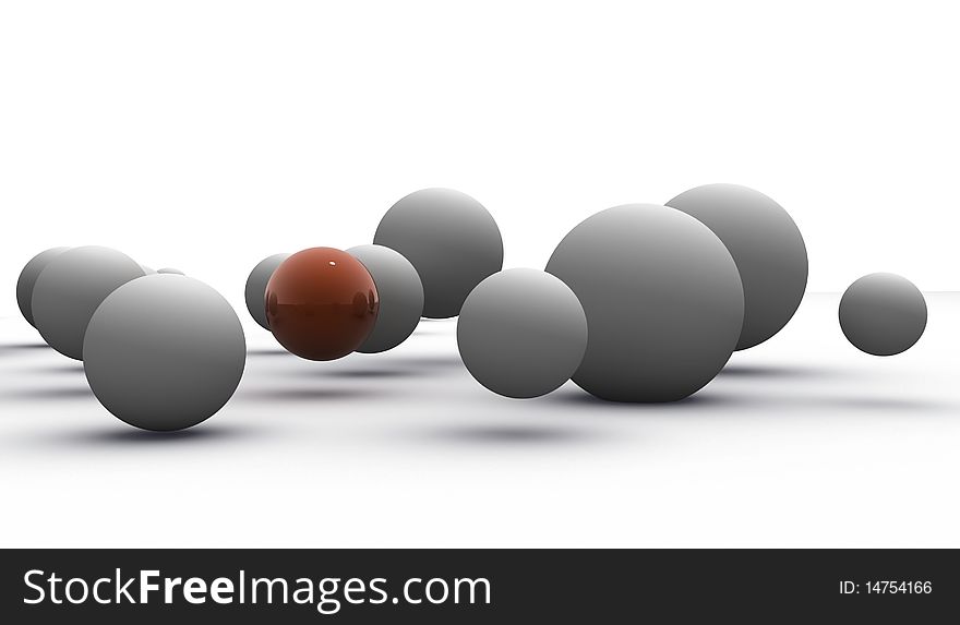 Abstract 3d image of metallic painted balls. Abstract 3d image of metallic painted balls