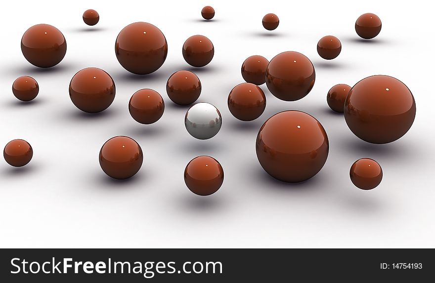 Abstract 3d image of metallic painted balls. Abstract 3d image of metallic painted balls