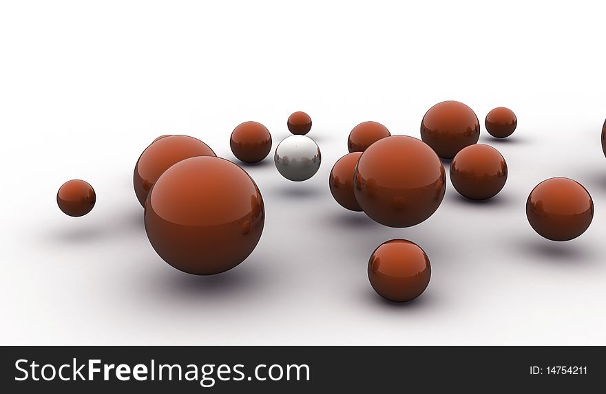 Abstract 3d image of metallic painted balls. Abstract 3d image of metallic painted balls