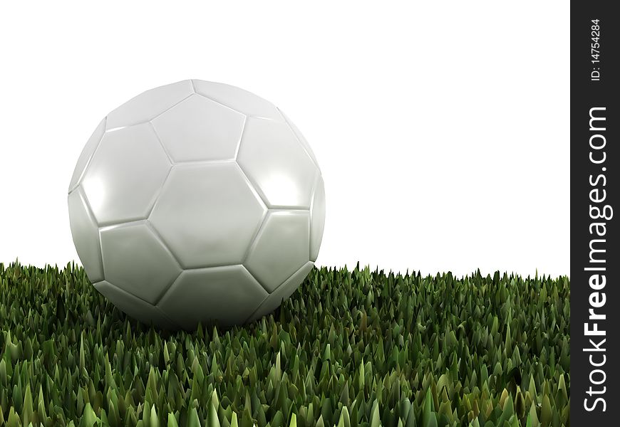 Ball on grass isolated on white background. High quality 3d render.