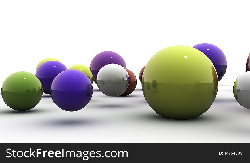 Abstract 3d image of metallic painted balls. Abstract 3d image of metallic painted balls