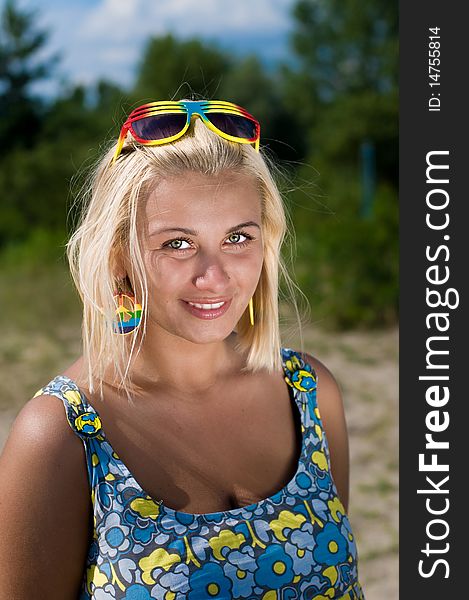 Portrait of a beautiful blond woman outdoor. Portrait of a beautiful blond woman outdoor