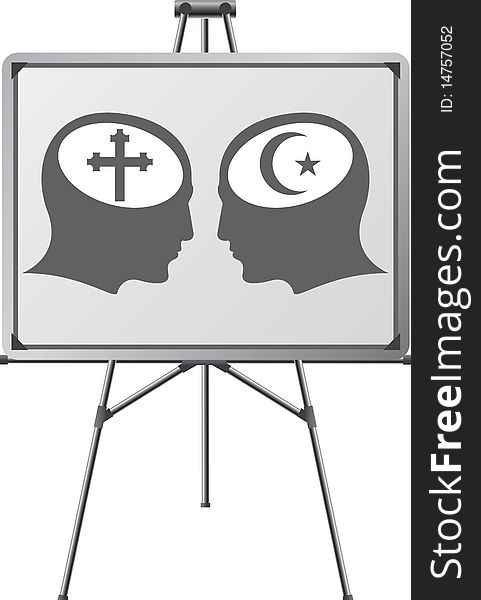 Brains of religious fanatics in easel