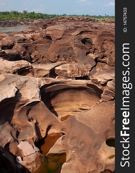 Colorful rock at Mekong River, Thailand