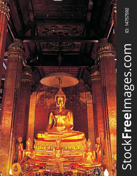 Golden buddha image in Thailand. Golden buddha image in Thailand