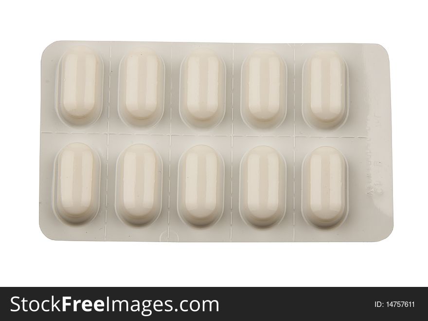 Blister with pills, isolated on white background