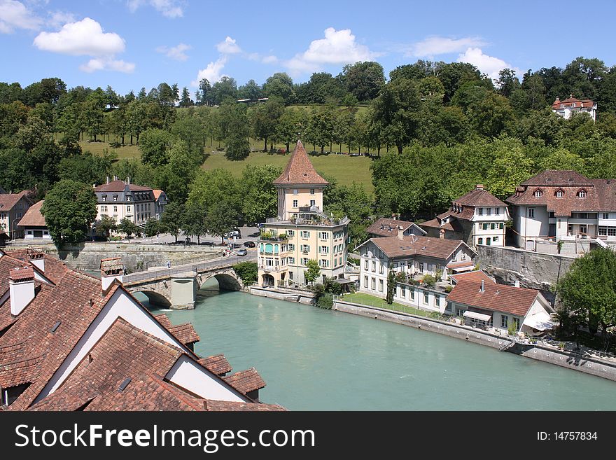 City of Bern, river Aare, switzerland. City of Bern, river Aare, switzerland