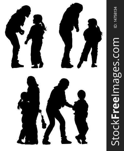 Drawing child in motion. Silhouette on white background. Drawing child in motion. Silhouette on white background