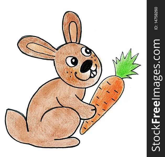 Rabbit hand drawn illustration on white background