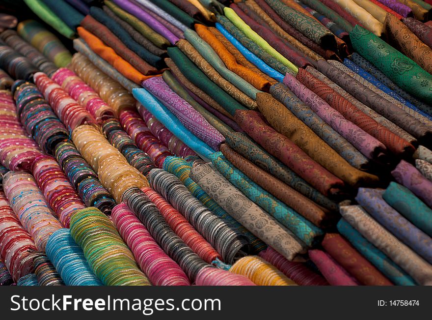 Assortment of scarfs on east market. Assortment of scarfs on east market