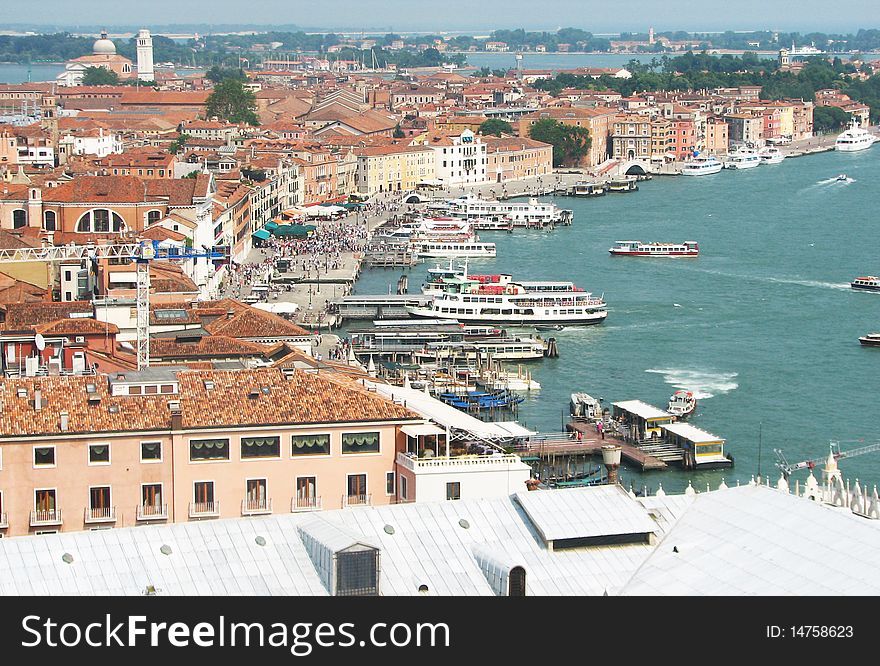 Wide angle view of Venice, Italy
