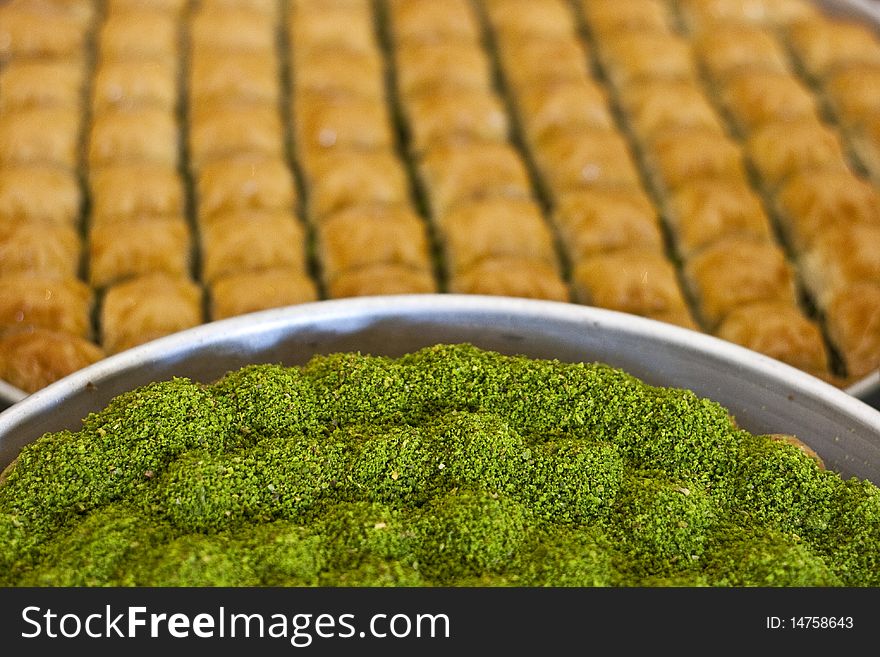 Two kinds of traditional Turkish delight - baklava.